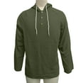 thumbnail image 7 of Mens Linen Shirt Sevevn Men's Casual Henley Hoodies Lightweight Long Sleeve Textured Hooded Tops Army Green S, 7 of 7