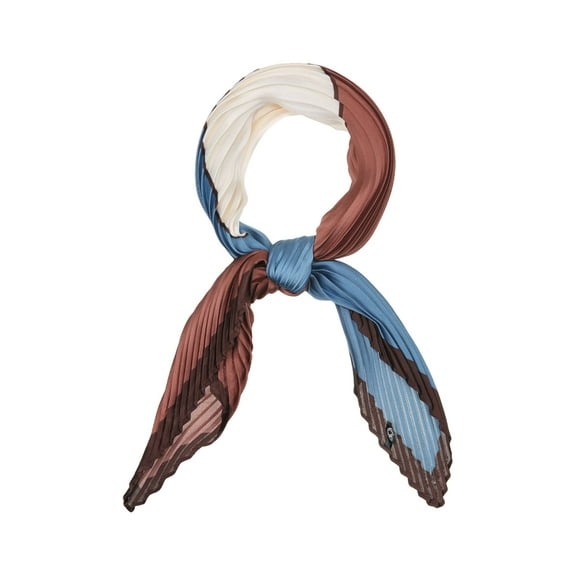 INSPIRE CHIC Women's Chic Pleated Contrast Color Rhombus Neck Scarf Neckerchief Caramel 37.80x15.35"