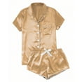 thumbnail image 1 of Ensemble de Pyjama en Satin pour Femmes, Haut à Manches Courtes et Shorts, Ensemble de Sommeil 2 Pcs, Ensemble de Pyjama pour Mariée, 1 of 5