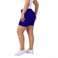 thumbnail image 4 of Women's Elastic Waist Ribbed Yoga Workout Shorts Athletic Leggings Slim Fit Breathable Shorts Blue 4XL, 4 of 6