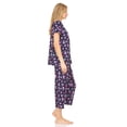 thumbnail image 3 of Lati Fashion Women Pajamas Set Capri and Button Down Top Short Sleeve, 2-Piece Female Pajamas Set Navy XL, 3 of 4