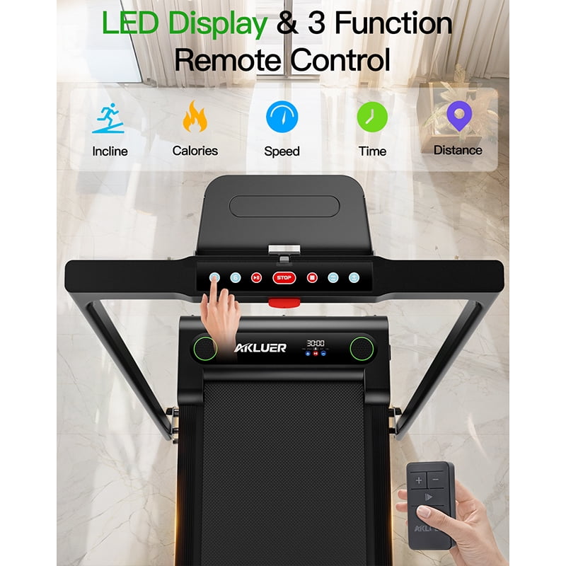 Akluer 2 in 1 Smart Treadmill walkingpad,with 5% incline,maximum weight up to 330lb,large-area rubber running belt,Top speed reaches 7.6MPH ,Remote Control for Remote Adjustment