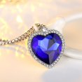 thumbnail image 4 of Guodhu Ocean Heart Jewelry Set - Blue Sapphire Heart Necklace & Stud Earrings, Silver CZ Diamond Earrings , Wedding/Anniversary Bridal Gifts, 4 of 5