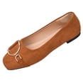 thumbnail image 2 of Miluxas Womens Square Toe Flats, Decorative Buckle Ballet Shoes, Soft Slip On Casual Flats, Low Heel Work Shoes for Women Brown 8.5(41), 2 of 9