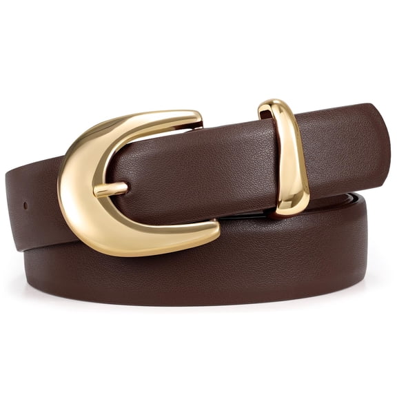 WHIPPY Women Leather Belt for Jeans Dresses Ladies Belts Black Belt with Gold Buckle