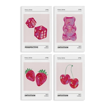 Stupell Industries Groovy Pink Gallery Collection Fashion Painting Wrapped Canvas Canvas Art Print Wall Art, 16 x 24, Set of 4