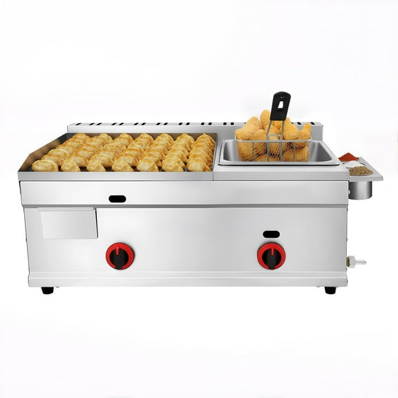 Vintoro Deep-frying Machine with Lid and Grill Griddle, 6L/1.59Gal Large-capacity, Freestanding