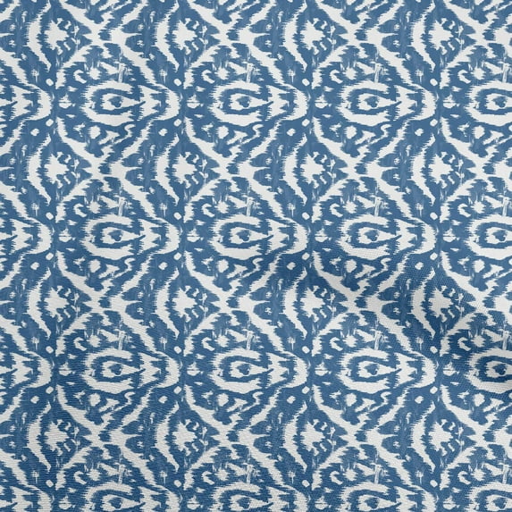 oneOone Viscose Jersey Blue Fabric Asian Ikat Fabric For Sewing Printed Craft Fabric By The Yard 60 Inch Wide