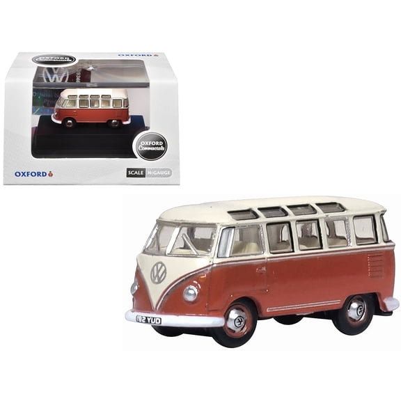 Volkswagen T1 Samba Bus Sealing Wax Red and Gray 1/148 (N) Scale Diecast Model Car by Oxford Diecast