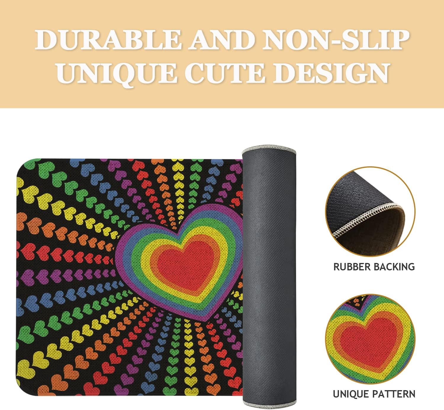 Pride Rainbow Door Mat 30 X 17 Inch LGBT Doormat Indoor Outdoor Entrance Floor Mat Non Slip LGBTQ Home Decor Rubber Welcome Mats