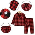 thumbnail image 4 of LYMAYTER Kids Boys Girls Pajamas 1 Outfit Toddler V-Neck Long Sleeve Sleepwear Tops+ Pants Loungewear Set for 3M - 8Y, 4 of 10