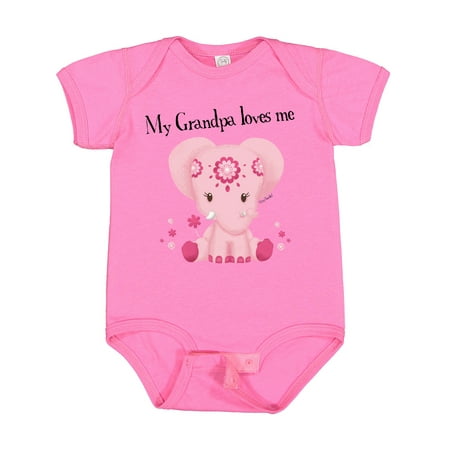 

Inktastic Aditi My Grandpa Loves Me Pink Elephant Beautiful Gift Baby Girl Bodysuit