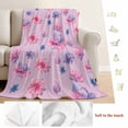 thumbnail image 5 of Spring Floral Blanket Soft Cozy Warm Throw Blanket for Couch, Plush Fuzzy Flannel Fleece Blankets for Sofa, Summer Botanical Purple Pink Flower Bed Blankets Lightweight Gifts for Women, 50"x80", 5 of 9