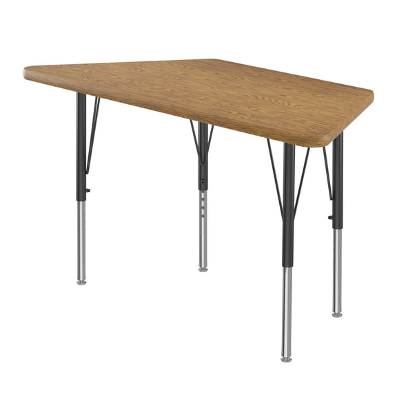 Correll 24x48" Top Bar Stool/Standing Height Trapezoid Activity Table in Oak