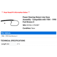 thumbnail image 2 of Power Steering Return Line Hose Assembly - Compatible with 1984 - 1990 Ford Bronco II 1985 1986 1987 1988 1989, 2 of 2
