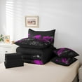 thumbnail image 5 of Manfei Romantic Rose Bedding Comforter Set 7 Pieces for Lover, Couple Valentines Day Full Bedding Set, Black Purple Reversible Fitted Sheet Flat Sheet, Microfiber Bedroom Decor, 5 of 7