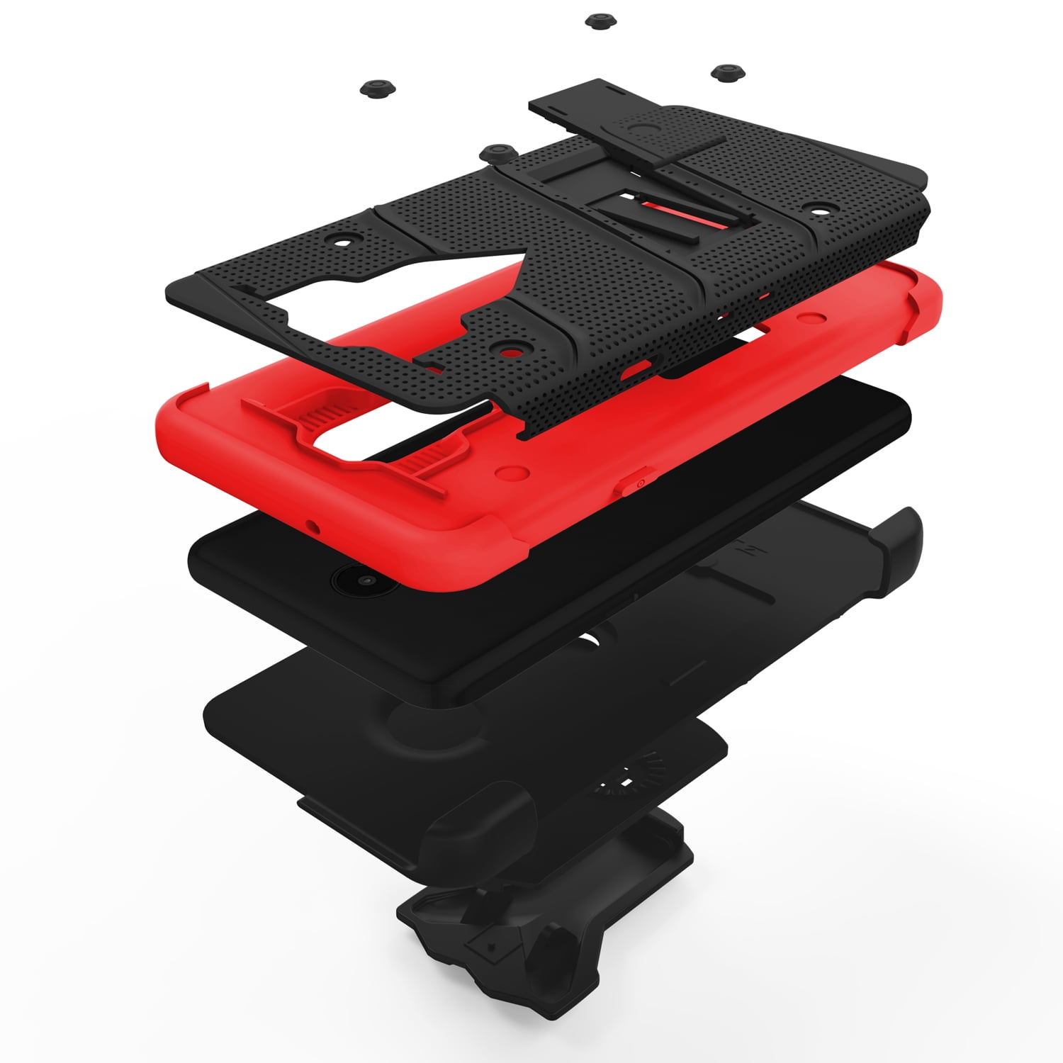 ZIZO BOLT Series for LG Stylo 5 Case Military Grade Drop Tested with Full Glass Screen Protector Holster and Kickstand Black Red