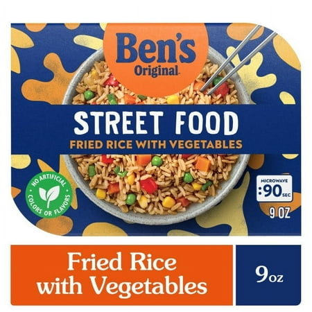 Ben's Originalโข Street Food Fried Rice with Vegetables. 9 Ounces Per Tray. Fully Cooked. Heat and Eat In Just 90 Seconds!