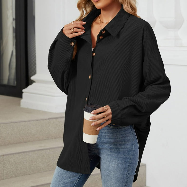 Fall Outfits for Women 2024 Cozy Lapel Button Down Shirt Jacket