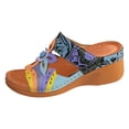 thumbnail image 1 of Amzcrzy Zapatos de mujer,Zapatos de mujer,Zapatillas de mujer, Zapatillas de mujer de estilo étnico, nuevas zapatillas de verano con cuña de colores y diseño de tótem, zapatillas grandes para mujer., 1 of 5