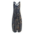 thumbnail image 2 of Vivianyo HD Plus Size Women Pants Clearance Women Casual Boho Print Romper Long Playsuit Strapless Sleeveless Jumpsuit Flash Picks Navy, 2 of 4