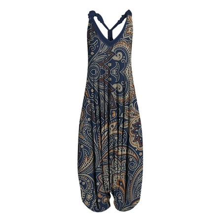 

Dyegold Jumpsuits for Women Casual Stretchy Jumpsuits for Women One Piece Oversized Bib Butterfly Print Spaghetti Strap V-Neck Sleeveless Rompers Pants