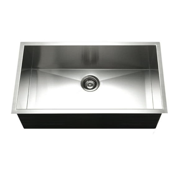Houzer Contempo 32 in Stainless Steel Undermount Single Bowl Kitchen Sink with Strainer and Grid - CTG-3200