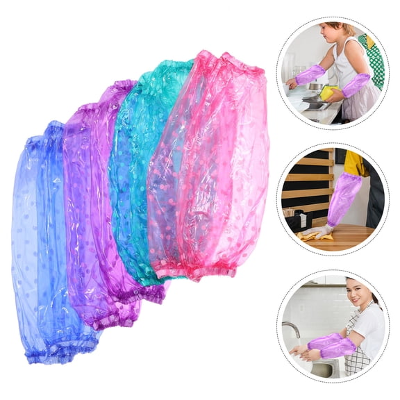 WRITWAA 6 Pairs PVC Arm Sleeves Oversleeves in Multiple Colors for Men and Women Cooking and Outdoor