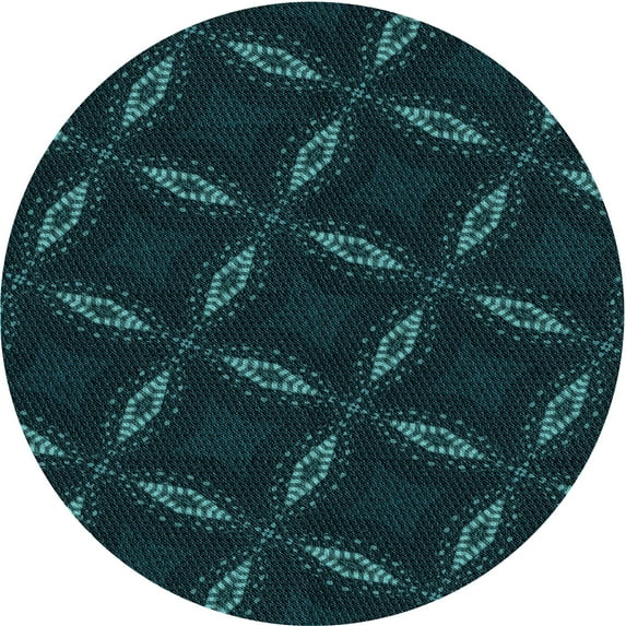 Ahgly Company Indoor Round Patterned Teal Green Area Rugs, 7' Round