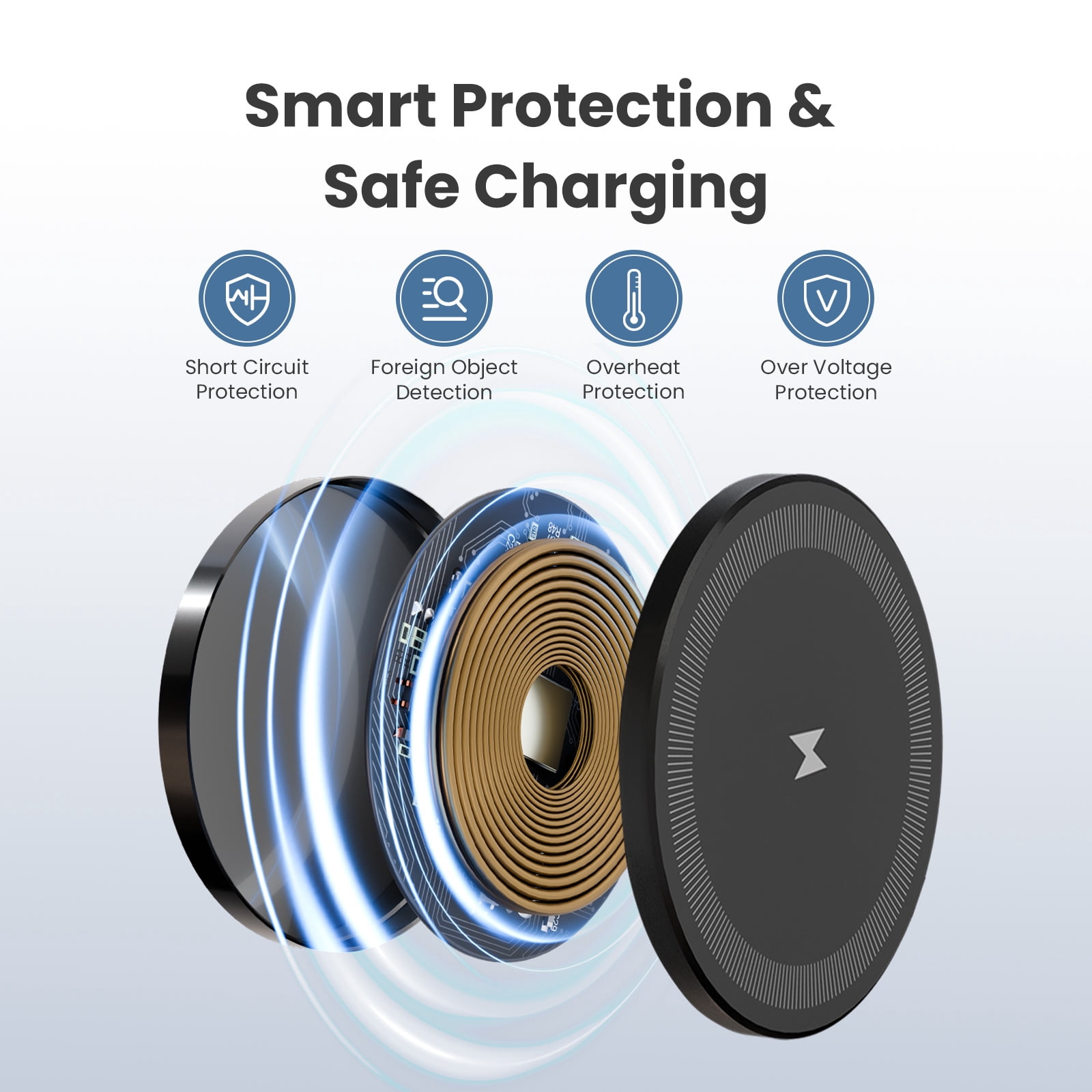 15W Rapid Wireless Charger, Compatible with iPhone 16 15 14 13 12 11 8 X XR SE Series, Charging Pad Compatible with AirPods, Slim Portable Design, Black(3 Pack)