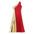 thumbnail image 7 of Alvivi Womens Metallic Gold Color Block One Shoulder Sleeveless Liturgical Praise Dance Dress Red XXL, 7 of 7
