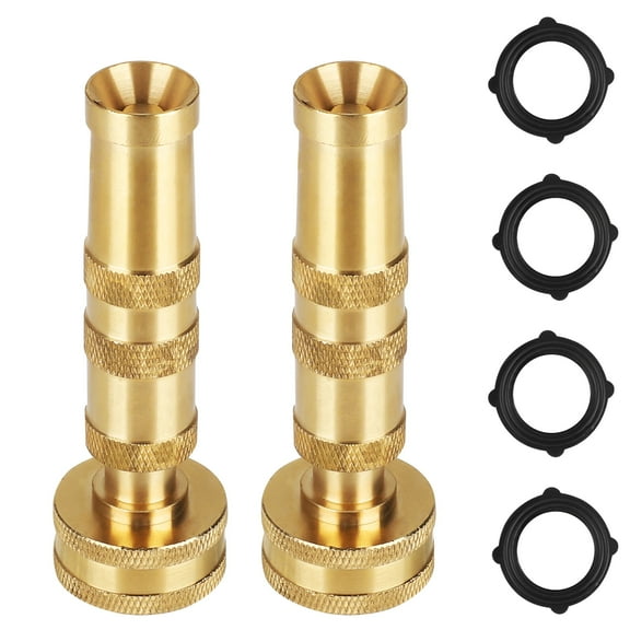 DISEN 2pcs High-Pressure Hose Nozzle, Heavy Duty Brass Adjustable Twist Hose Nozzle for Garden, Spray to Jet Design, 3/4" Thread