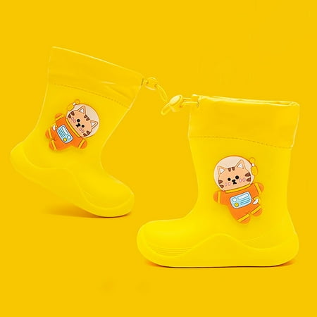 

LYCAQL Toddler Shoes Kids Shoes Short Rain Boots for Kids Go To School Ankle Rainboot Slip On Garden Boot Rubber Kids Boots for Girls Size 2 (Yellow 15)