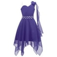 thumbnail image 5 of iiniim Kids One Shoulder 3D Applique Chiffon Prom Party Wedding Flower Girls High Low Dress Purple 10, 5 of 7