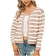 thumbnail image 1 of Blusa cárdigan informal de otoño e invierno para mujer, blusa corta a rayas de manga larga con un solo pecho, suéter Fridja  hjk1671, 1 of 3