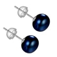 thumbnail image 1 of Pendientes de tuerca de perlas naturales de agua dulce, pendientes de plata de ley 925 auténtica, perlas blancas cultivadas para mujeres, pendientes, joyería al por mayor Deng Xun unisex, 1 of 2