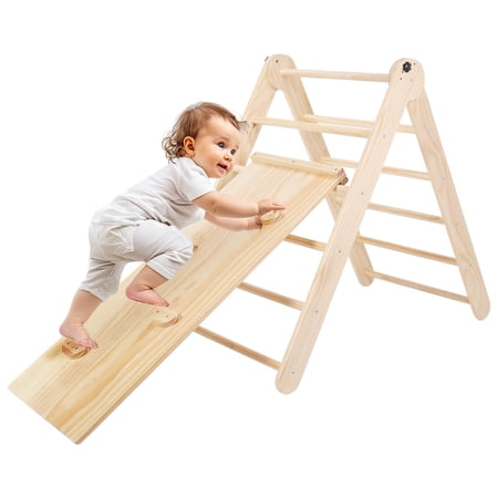 HARPPA 3 in 1 Pikler Triangle Set, Montessori Climbing Toys for Toddlers 1-4 Years, Natural Wood