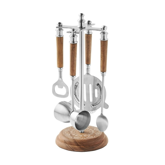 The Pioneer Woman Stainless Steel 5-Piece Bar Tool Set with Storage Stand