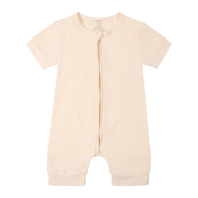 MIASHUI Baby Girls Boys Rompers Jumpsuit Zipper Short Sleeve Pajamas,Beige,12-18 Months