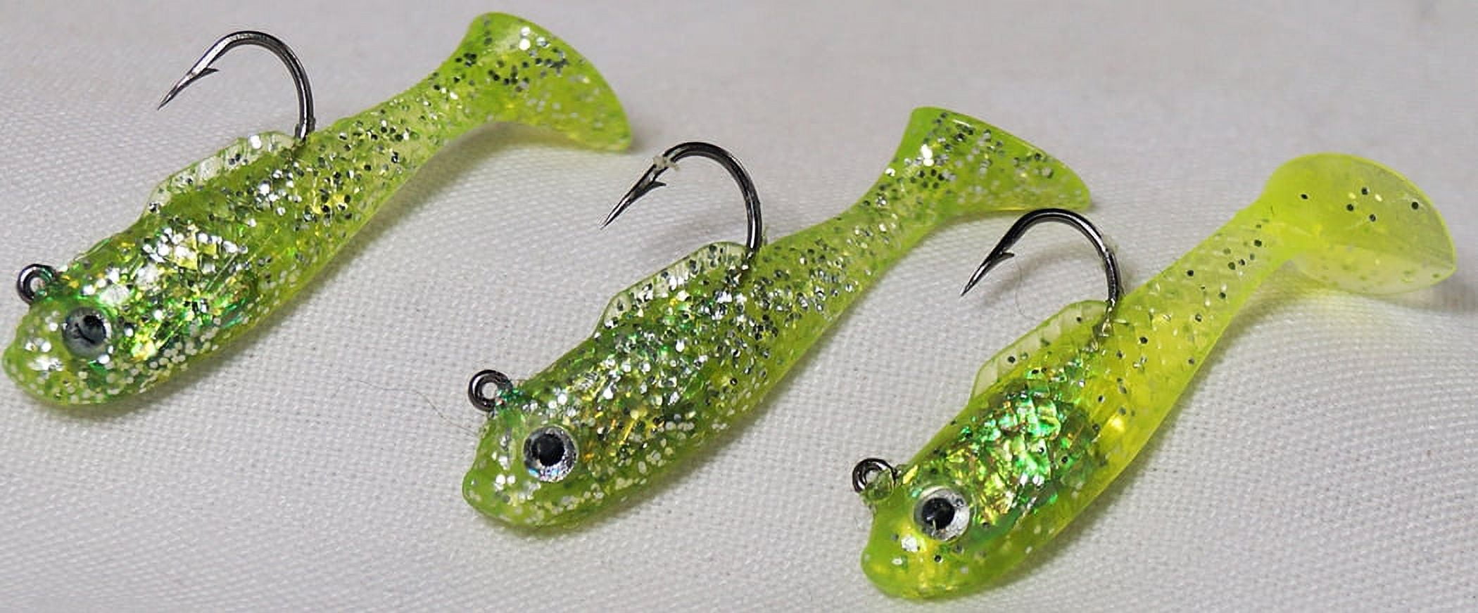 (3 pack) Creme 1.5" Spoiler Shad Swim Bait Fishing Lure, Chartreuse