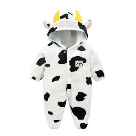 

Toddler Girls Bodysuit Animal Printed Hooded Cow Pattern Kids Children Cartoon Fashion Outwear Streetwear Spring Summer Rompers Jumpsuits