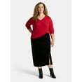 thumbnail image 2 of Terra & Sky Women's Plus Velvet Midi Skirt, Sizes 0X-5X, 2 of 5