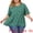 Green, variant on Unique Bargains Women's Plus Size Floral V Neck Ruffle Short Sleeve Blouses 1X Pink