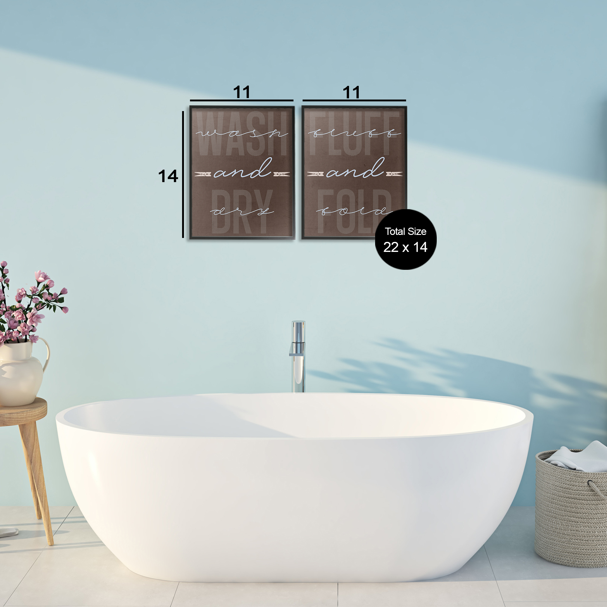 Laundry Words in Brown 2 Piece Black Framed Giclee Art Set, design by Marcus Prime