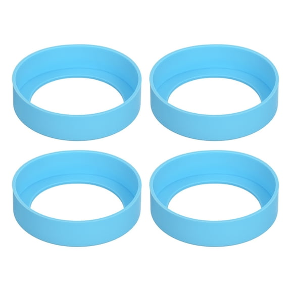 Uxcell 4pcs Protective Silicone Bottle Boot/Sleeve, Non slip Bottom Cover Cap for Water Bottle Light Blue 75mm