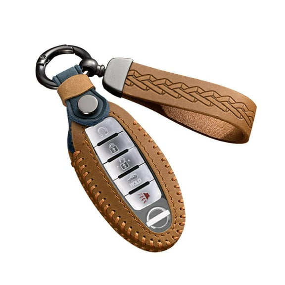 Leather Key Fob Shell Transparent Smart Remote Key Bag Key Skin Fit for Nissan for Infiniti