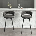 thumbnail image 2 of BFZ Bar Stools Set of 2, 26" Counter Height with Woven Back and Footrest, Black/Gray (Set of 2), 2 of 8