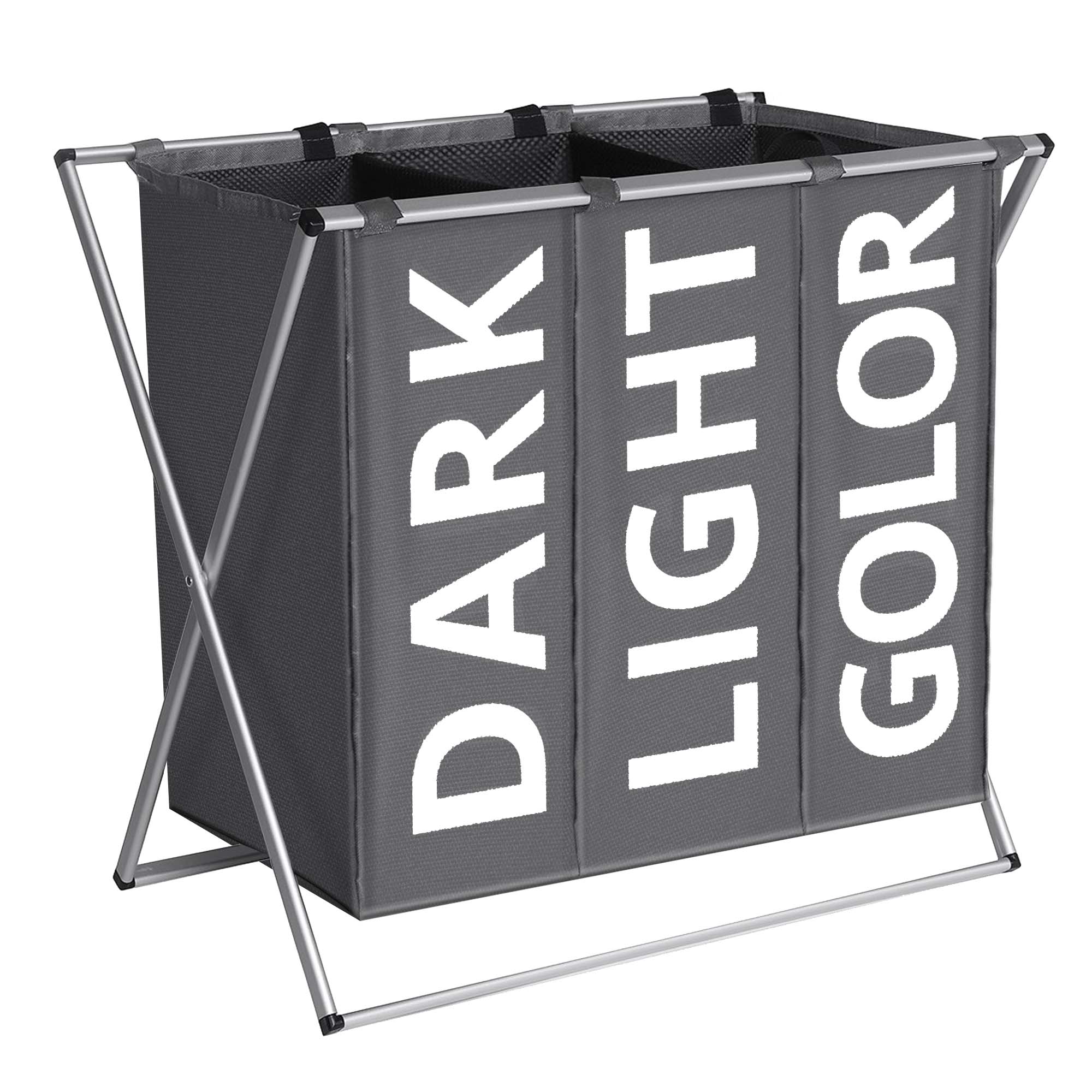 ROMUCHE Laundry Cloth Hamper Sorter with Aluminum Frame 3 Sections