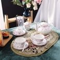 thumbnail image 5 of Vintage Porcelain Tea Set for Women Tea Party, Cup and Saucer Set for 6, Wedding Floral Teapot Set for Adults, Pink Rose, 5 of 7