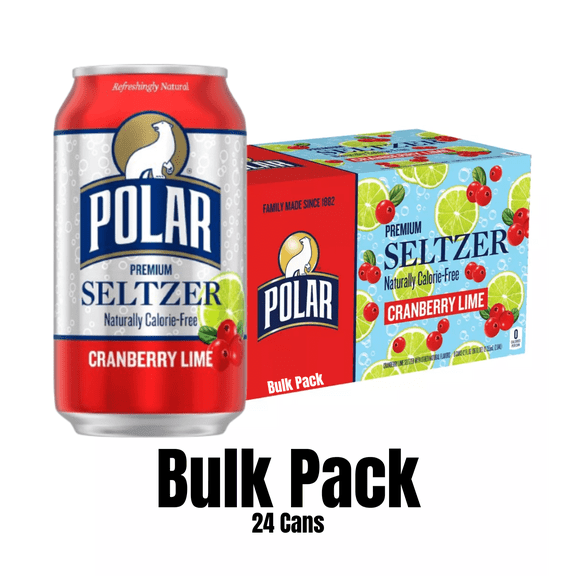 Polar Cranberry Lime Sparkling Water, 12 fl oz Cans, 24 Pack | Naturally Flavored Sparkling Water | Zero Calories & Sugar-Free